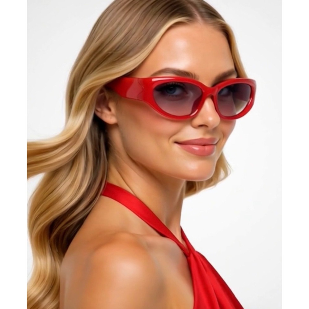 Women Sunglasses Red Frame Fashion Designer Running‎ Wrap Around Square Sporty